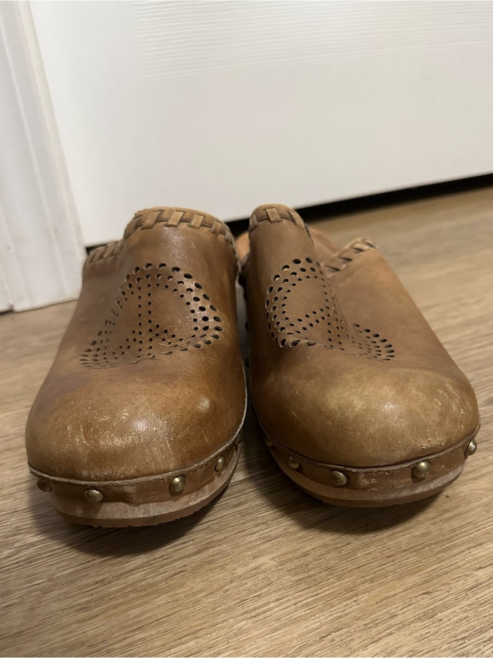 Lucky Brand Brown Leather Perforated Mule Clogs Women’s 10 - Picture 2 of 8